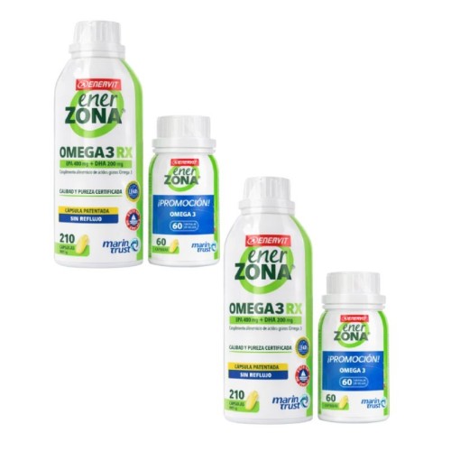 Pack Duplo 2 Complemento Alimenticio ENERZONA Omega3 RX 1g (420caps)+120