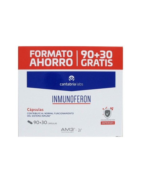 Caja de Inmunoferon formato ahorro con 90 + 30 cápsulas de AM3 y zinc