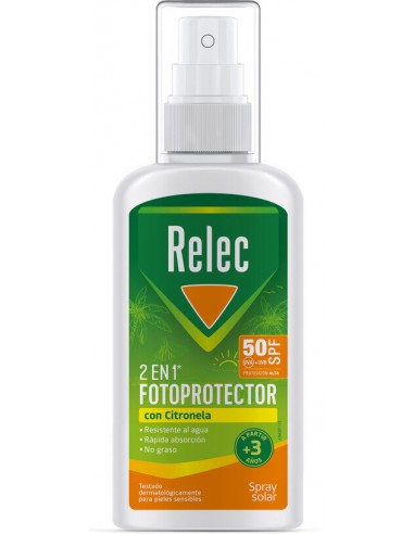 Fotoprotector Solar Antimosquitos Relec SPF50 con Cintronela 100 ml