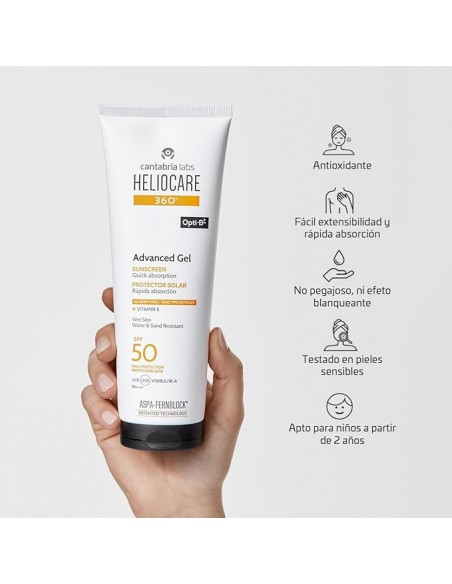 Gel protector corporal solar Heliocare 360 Advanced SPF 50 (250ml)