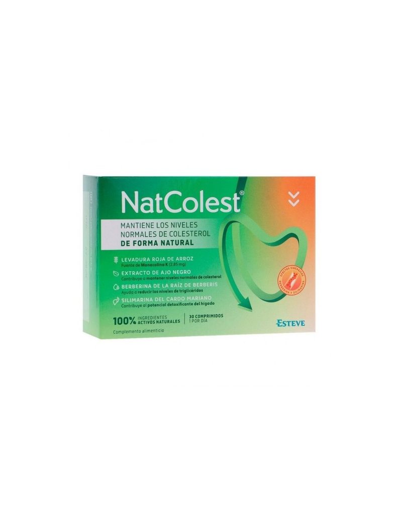una caja de Natcolest 30 comprimidos