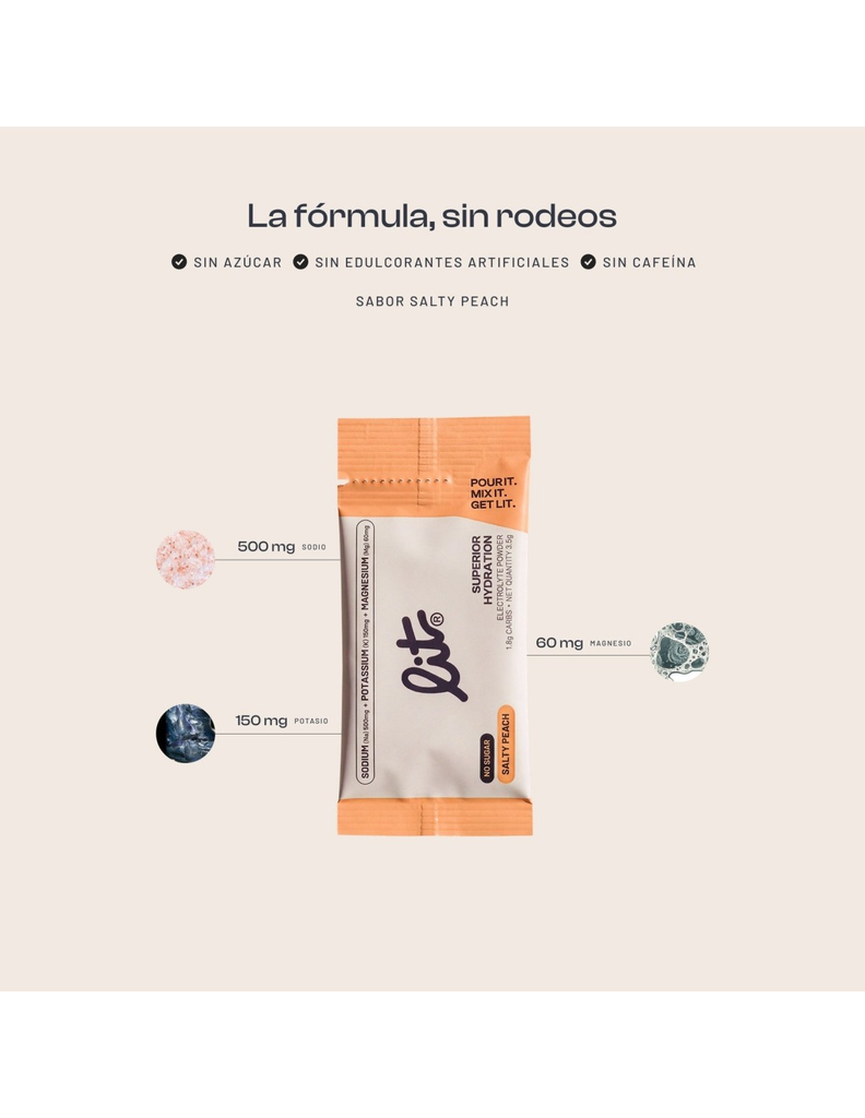 Gama electrolito en polvo Lit hydratation disponible en Kronosalud.es 